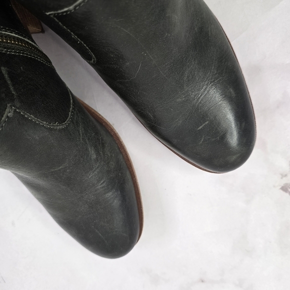 Kork Ease Booties Black 10 Women Mindo Ankle Boots Zip Block Heel Pointed - Picture 10 of 12